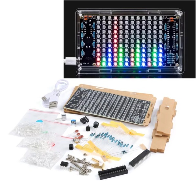 LED Music Spectrum DIY Kits USB Mini Electronic Display Sound Activated Home Stereo Speaker Soldering Project Assembly HU-052