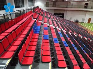 Tribuna Mobile Retrattile con Sedute <span class=keywords><strong>Telescopiche</strong></span> e Sedie Pieghevoli, Costruzione in Acciaio e Tessuto Ignifugo per Palestre al Coperto - Product Image 2