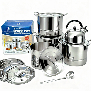Juego <span class=keywords><strong>de</strong></span> Utensilios <span class=keywords><strong>de</strong></span> Cocina <span class=keywords><strong>de</strong></span> Acero Inoxidable <span class=keywords><strong>de</strong></span> <span class=keywords><strong>Gran</strong></span> <span class=keywords><strong>Capacidad</strong></span> <span class=keywords><strong>de</strong></span> 14 Piezas, Cacerola, Vaporera, Olla, Hervidor, Olla Profunda - Product Image 2