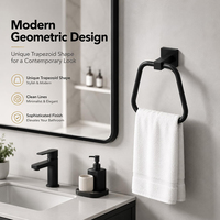 Porte-serviettes noir, support mural pour serviettes en acier inoxydable SUS304, porte-serviettes pour salle de bain, anneau porte-serviettes noir mat