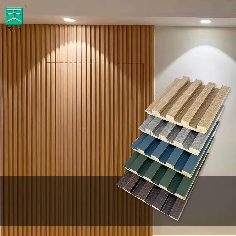 TianGe-Paneles de rejilla de madera maciza de nogal para decoración Interior, listón acanalado, gran pared