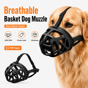 En gros Muselière pour chien en plastique, respirante, compatible avec la boisson, à libération rapide, réglable, anti-morsure, pour toilettage et usage vétérinaire - Product Image 1
