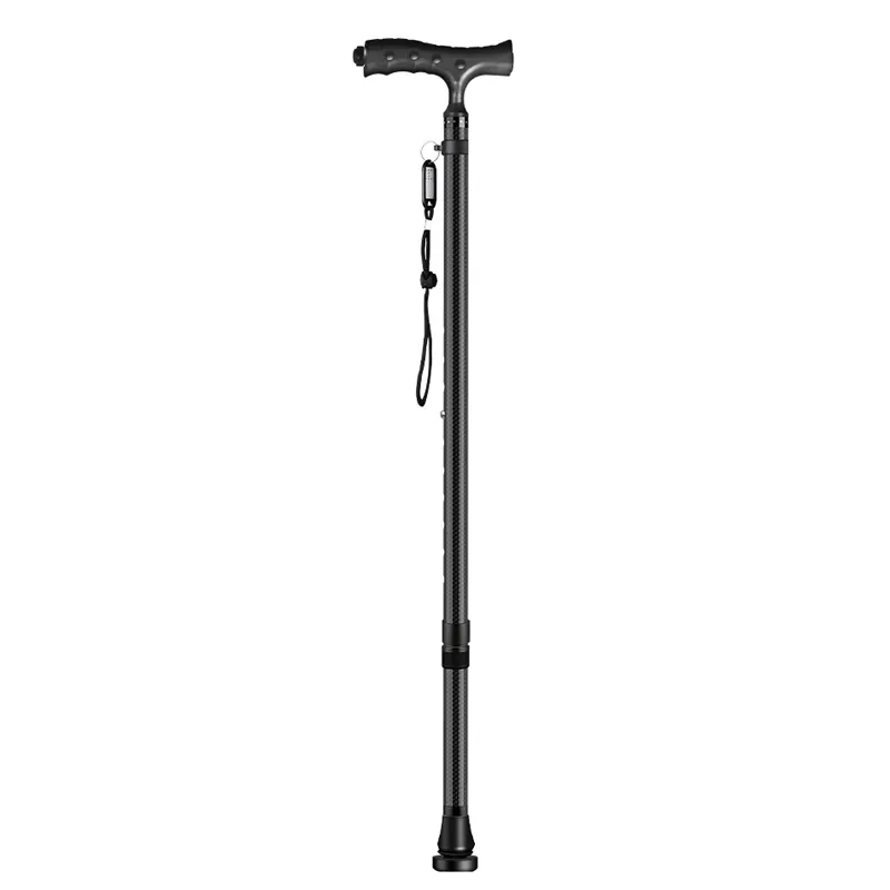 Fabricante Fibra De Carbono Telescópica Cane Assistant iluminação Old Man Walking Poles Travel One Legs Walking Sticks para Idosos