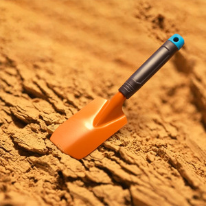 Mini Gardening Shovel Orange Plastic Head With Black Handle For Soil Digging And Plant Care - Product Image 1