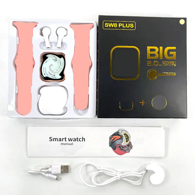 Sw8 Plus 2.0Inch Scherm Hryfine Smartwatch 8 Oortelefoon 2 In 1 Serie Kits Sw8 Plus Smart Met Draadloze Oordopjes Hoofdtelefoon Armband