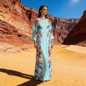 New Style Printed High Quality Polyester Abaya for Muslim Women Custom Elegant Modest Dress - Product Image 2