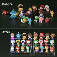 Présentoir Organisateur Moderne à 3 Niveaux en Acrylique Transparent Pré-assemblé Écologique pour Amiibo, Desserts et Bijoux