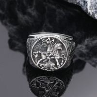 Bague Chevalier Romain en Acier Inoxydable pour Homme, Style Punk Vintage, Bague Chevalière Gothique, Finition Antique 316L
