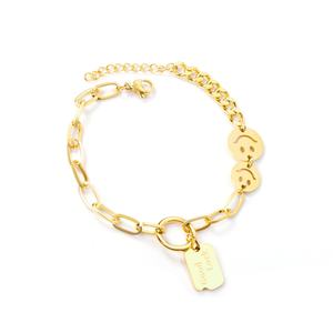 Ason Fashion Stainless Steel 18k Gold Plated Jewelry Double Chain <b>Bracelet</b> for Women - Product Image 1