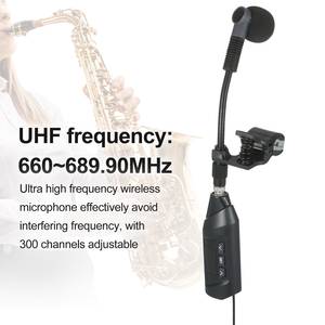 Système de Microphone de <span class=keywords><strong>Saxophone</strong></span> sans fil UHF, avec écran numérique TFT, avec pince pour enregistrement en direct, trompette - Product Image 4