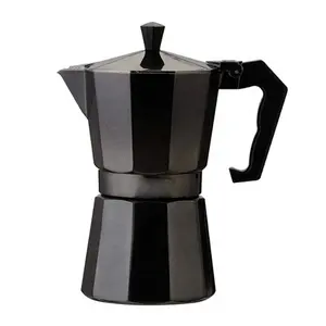 Machine à café en aluminium Moka, 1/2/3/4/6/9/12 tasses, vente en gros, fournitures d'usine, style Oem, noir/rouge