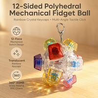Jouet anti-stress à 12 faces, bouton en plastique coloré, clavier à axe, clicker fidget, porte-clés pendentif, décompression souple