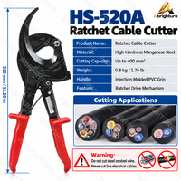 Coupe-câble à cliquet HS-325A 240mm² HS-520A 400mm² en acier au manganèse pour couper les câbles en cuivre et en aluminium, outils électriques manuels