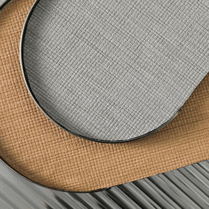 Flolenco Nordic Minimalist Decorative Oval Leather Disc Coffee Metal Frame <strong>Tray</strong> for Home Hotel Wedding Decor Grey Serving <strong>Tray</strong> - Product Image 5