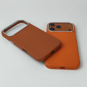 Nouvel arrivage Étui en cuir du <span class=keywords><strong>Togo</strong></span> entièrement enveloppé avec cadre en métal pour iPhone 17 Pro Max, Étui de téléphone en cuir véritable de haute qualité - Product Image 4