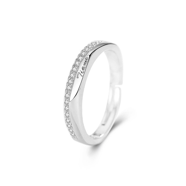 Solid 925 Sterling Silver Women's Finger Rings Simple Stackable Fine Jewelry with Shining Clear CZ Trendy Engagement Gift Party