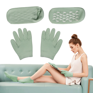 Ensemble de chaussettes et de gants en silicone pour les mains sèches et gercées, soin des mains, gel hydratant, chaussettes et gants pour pédicure, pour femmes adultes - Product Image 1