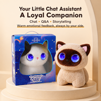 Adorable Compagnon Chat en Peluche IA Guérisseur avec Yeux LED, Chat Vocal, Son Miaulement, Capteur Tactile, Queue qui Frémit – Idéal Anniversaire