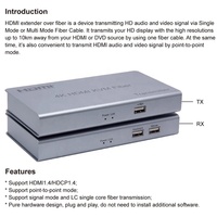 Xput 10KM 4K 30Hz 1080P UHD HDMI USB KVM Extender 4K/30Hz HDMI LC Extensor de fibra sobre fibra 10KM