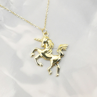 Collier pendentif cheval populaire 9K pendentif en or véritable femmes bijoux AU375 collier en or jaune pour femmes hommes cadeau or chinois