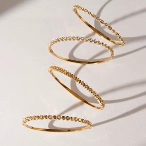 Pulseira de Zircônia Cúbica Empilhável em Aço Inoxidável à Prova d'Água, Banhada a Ouro 18k, Luxuosa para Mulheres - Product Image 2