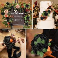 Fleurs artificielles noires, roses réalistes en mousse PE, couleur personnalisable pour bouquets de mariage DIY, centres de table et décorations