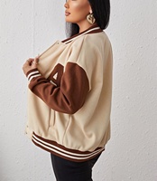 Bloc de couleur collège manteau Baseball veste Bomber Micro polaire vestes personnalisé lettre broderie femmes tissé Long Standard tricoté