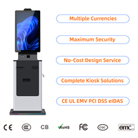 Kiosco de Autoservicio con Pantalla Táctil Crtly para Hotel, Hospital, con Escáner de Pasaportes, Dispensador de Tarjetas y Pago en Efectivo