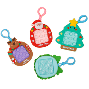 Mini PVC Pop It Fidget Press Bubble Maze Games Keychain Toy Christmas Style Business Occasion Offset Printing Key Ring
