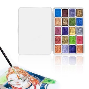 Set de Pintura de Acuarela Portátil Hecho a Mano, Mini, Lindo, de 7 Colores Perlados con Pincel para Decoración de Uñas, Regalo Promocional - Product Image 1