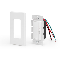 Interrupteur à bascule numérique certifié ETL US, variateur de lumière, max. 300W LED/CFL et 600W Incandescent, plaque murale sans vis unipolaire/tripolaire