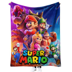 Vente en gros de couvertures en polaire personnalisées imprimées avec des dessins de Mario, couvertures douces en flanelle, édredons, jetés, couvertures, cadeaux pour enfants et adolescents - Product Image 1
