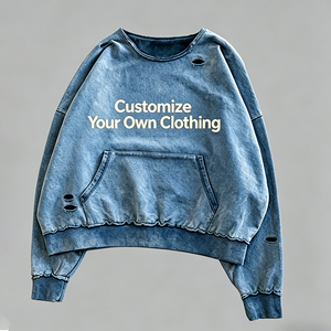 Sudadera con cuello redondo, estilo vintage, con efecto desgastado, personalizada con logotipo, estilo urbano, informal, para hombre - Product Image 4