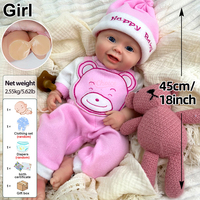 Poupée Reborn en Silicone Peinte à la Main de 18 Pouces pour Fille avec Sucette, Sourire Angélique et Joues Réalistes avec Puits de Sourcils, Idéale pour les Collectionneurs d'Art et Cadeau Spécial