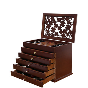 Walnut wood jewelry <b>box</b>, solid wood ornaments, jade, and gold storage <b>box</b>, large capacity, multi-layered, with makeup <b>mirror</b> - Product Image 5