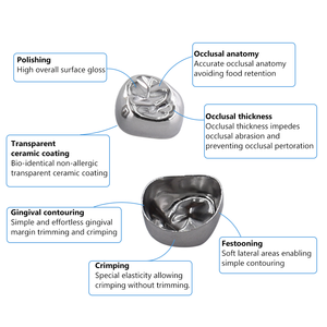 Corona dentale per bambini denti molari primari 1 ° 2 ° in acciaio inox pediatrico temporaneo corone dentista per la parte superiore/inferiore sinistra/destra - Product Image 4