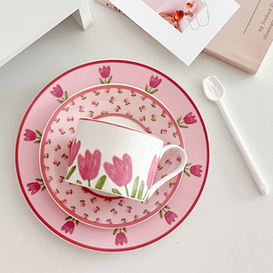 2025High - End Exquisite Pink - Hued Ceramic <b>Dinnerware</b> Set, Unique Embossed Texture, Perfect for Home Dining & Fine Restaurant - Product Image 4