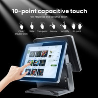 Sistema POS Todo en Uno de Doble Pantalla de 15 Pulgadas POS1618DP con Terminal de Escritorio de Caja Registradora POS Inteligente de 15 Pulgadas