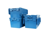 Bac de manutention extra large avec couvercle inclinable à clipser, caisse de stockage logistique robuste empilable, conception de panier en plastique