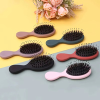 Mini brosse démêlante compacte avec étui en coton, emballage en vrac, brosse à cheveux en poils de sanglier vierges