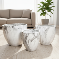 QUNHAO G002 Pot Bunga Keramik Marmer Modern Buatan Tangan, Pot Dekoratif untuk Taman & Bonsai, Ukiran Tangan, Dikemas dalam Karton untuk Penggunaan di Rumah