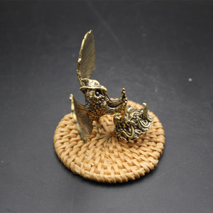 Brass Owl Sculpture 60mm H 69mm W Handmade <b>Rustic</b> <b>Desk</b> Ornament Animal Figure Tabletop Decor - Product Image 3