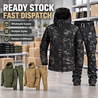 Ensemble veste et pantalon tactique softshell pour homme, doublure polaire, camouflage, hiver, randonnée, chasse, résistant à l'eau, en stock