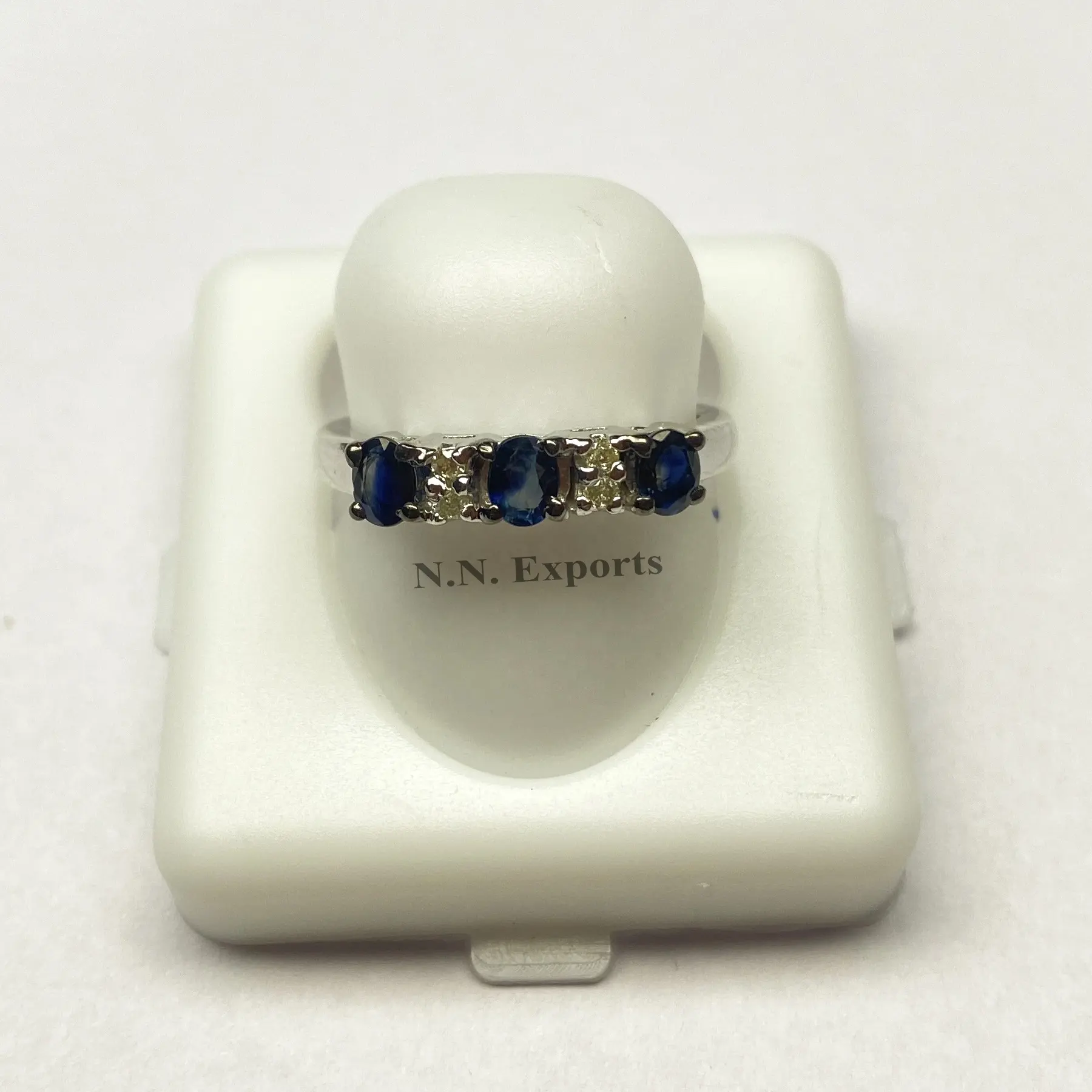 925 Sterling Silver Beautiful Blue Sapphire And Diamond Ring Shop Now At Factory Price From Gemstone Jewelry Manufacturer