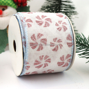 Noël Floral Motif Ruban Arbre <span class=keywords><strong>De</strong></span> Noël Arc Floral Guirlande Matériel Ruban Liège Bord Cadeau Emballage Ruban Sur Mesure - Product Image 5