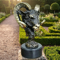 Sculpture de chèvre des montagnes en bronze majestueux - Statue d'animal sauvage sculptée à la main par procédé de fonte à la cire perdue, sculpture en bronze