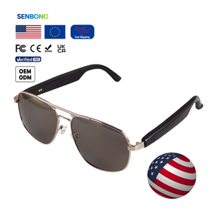 Lunettes intelligentes <span class=keywords><strong>tendance</strong></span> SENBONO GS02 2025 avec contrôle de la caméra, monture en métal, appel BT, assistant vocal, lunettes de soleil intelligentes pour hommes et femmes - Product Image 1