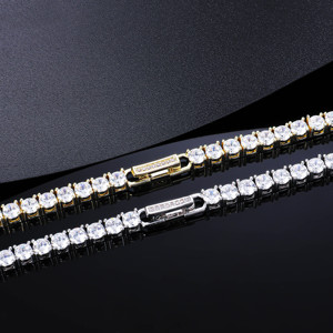 Pulsera de Cadena Tipo Tenis con Forma de Corazón para Mujer, Chapada en Oro de 14k y Plata, con Circonitas Cúbicas, para Bodas - Product Image 3