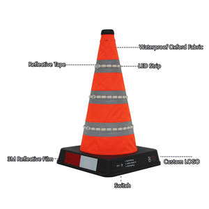 BSEN güvenlik yol inşaat konileri katlanabilir işıklı koni katlanır LED trafik konisi - Product Image 6
