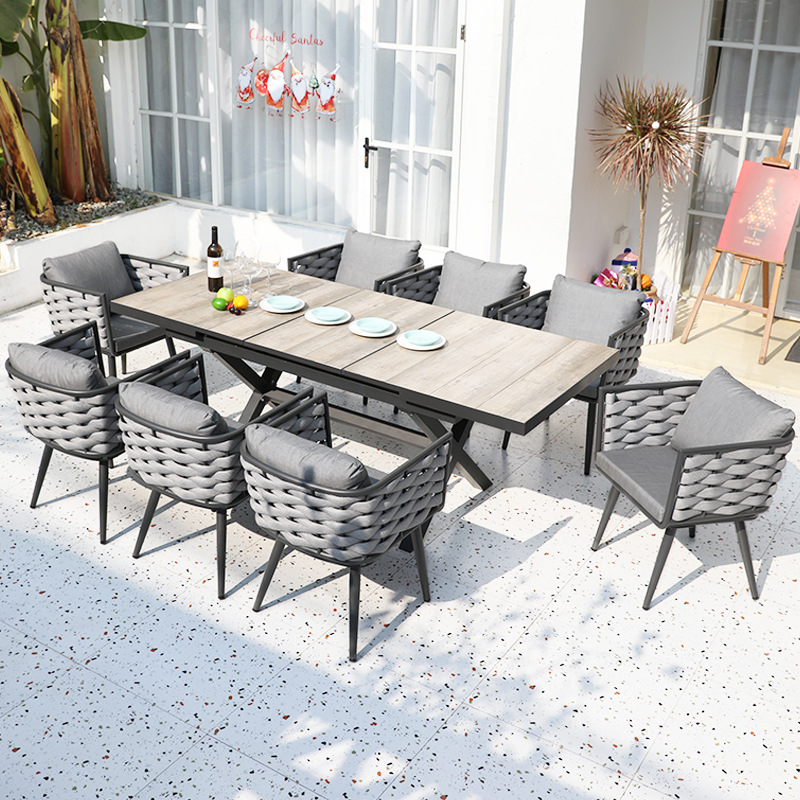 Noah eight chairs 16021090cm extendable long table